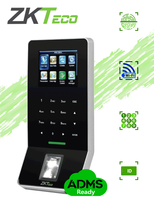 ZKTECO F22ID - Control de Acceso y Asistencia / 3000 Huellas / 5000 Tarjetas ID / Teclado Táctil / Sensor de Huella SilkID / Conexión TCPIP / WiFi / ADMS Gratis