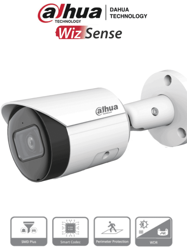 DAHUA IPC-HFW2541E-S - Camara IP Bullet de 5 Megapixeles/ WizSense/ Lente de 2.8mm/ 97 Grados de Apertura/ IR de 30 Metros/ SMD Plus/ Microfono Integado/ PoE/ Ranura para MicroSD/ IP67/ WDR Real de 120 dB/