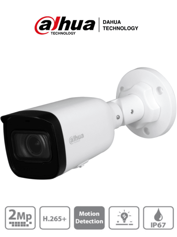 DAHUA IPC-HFW1230T1N-ZS - Camara IP Bullet de 2 Megapixeles/ Lente Motorizado de 2.8 a 12mm/ H.265+/ IR de 50 Mts/ IP67/ PoE/ Ranura para MicroSD/ DWDR/ 3D DR/ HLC/ BLC/ #LDIC10