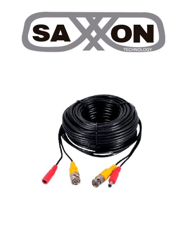 SAXXON SXWB50 - Cable Coaxial Siamés Armado / Conector BNC de Video / Conector de Alimentación / 50 Metros / 100% Cobre / Optimizado para cámaras 4K / Uso en interior / #TVCSAX