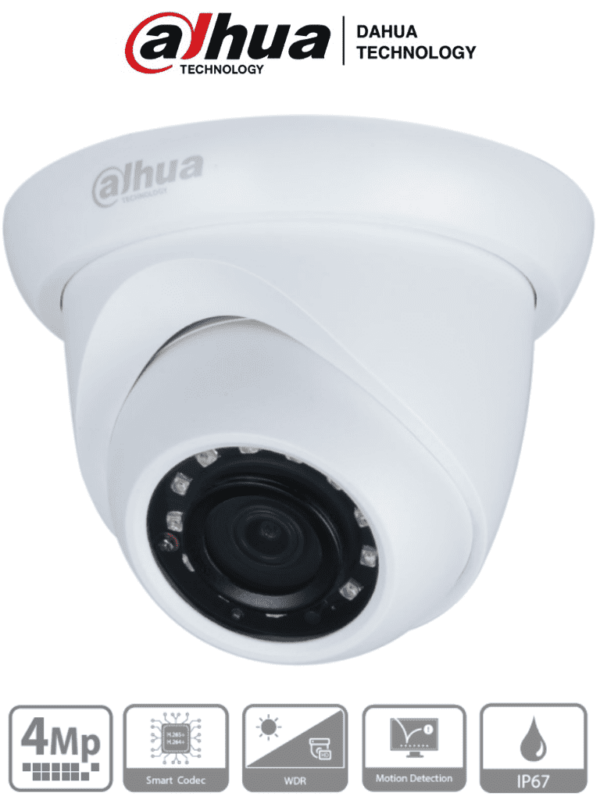 DAHUA IPC-HDW1431S - Camara IP Domo de 4 Megapixeles/ Lente de 2.8 mm/ 93 Grados de Apertura/ H.265+/ WDR Real de 120 dB/ IR de 30 Metros/ IP67/ PoE/