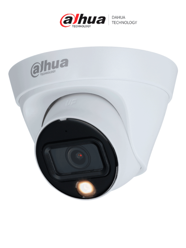 DAHUA DH-IPC-HDW1239T1P-A-LED-0280B-S6 - Cámara IP Domo Full Color de 2MP con lente de 2.8mm y 110° de visión. Cuenta con multivisión, micrófono integrado, luz blanca de 15m, compresión H.265, protección IP67, PoE y DWDR para imágenes nítidas.