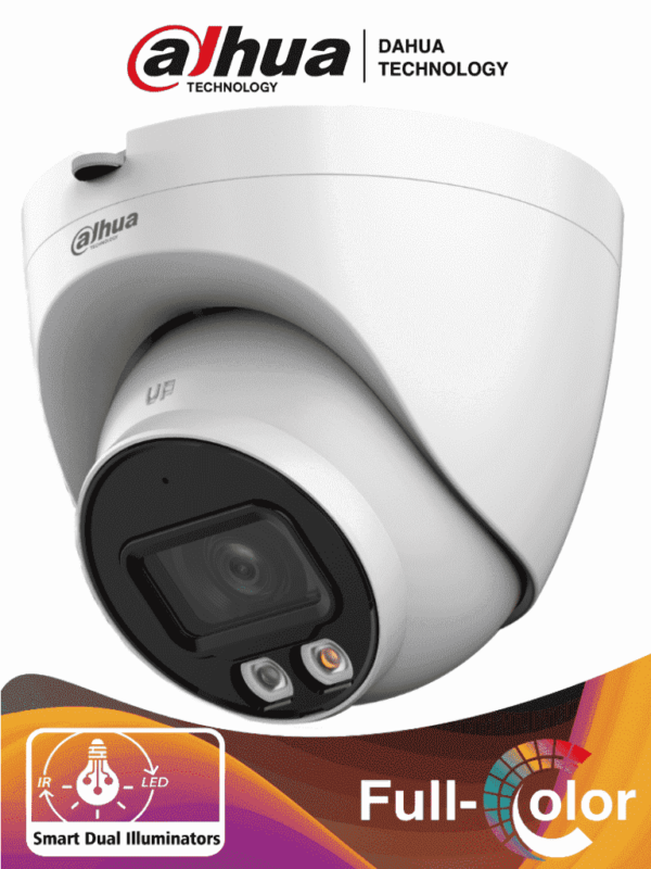 DAHUA IPC-HDW2449T-S-IL - Camara Domo IP de 4 Megapixeles/ Con Iluminador Dual Inteligente+Full Color/ WizSense/ Lente de 2.8mm/ 95 Grados/ Microfono Integrado/30 Mts de IR y Luz Visible/Metálica/Ranura MicroSD/WDR de 120 dB/SMD Plus/PoE/ #SwitchD2