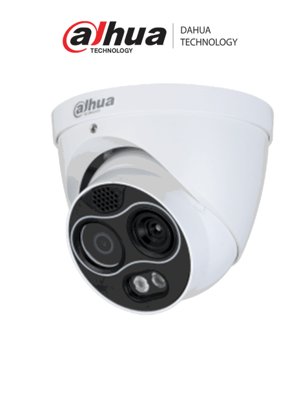 DAHUA DHI-TPC-DF1241-B2F2-DW-S8 Mini cámara Eyeball híbrida IP térmica/ 4 MP/ Eureka/ Funciones de IA: detección de calor, cable trampa, clasificación de personas/vehículos, detección de humo y detección de llamadas/ canales visible y térmico/ PoE/ IP67